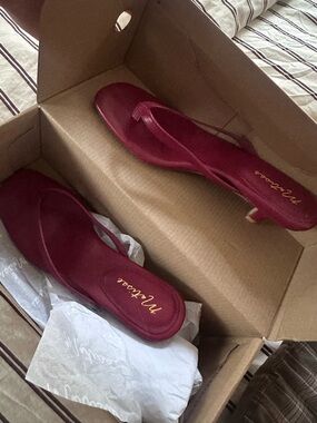 Matisse Deep Red Slingback Thong Heeled Sandal